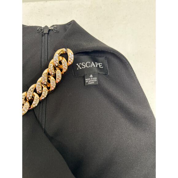 Xscape Embellished Chain Neck Trumpet Gown Maxi Dress in Black. Size 4. NWOT - Picture 8 of 8